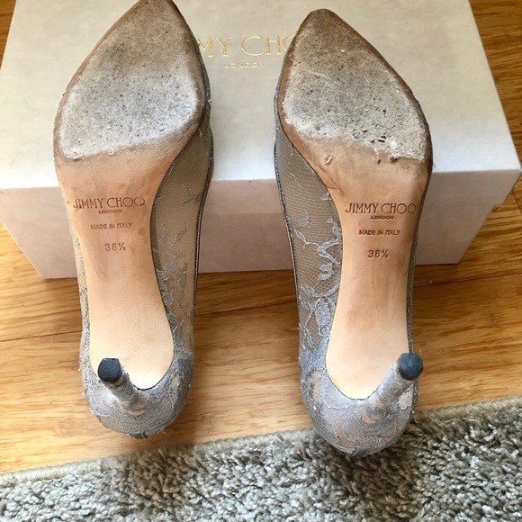 Perfect Condition Jimmy Choo Silver Lace Heels - Picture 6 of 8